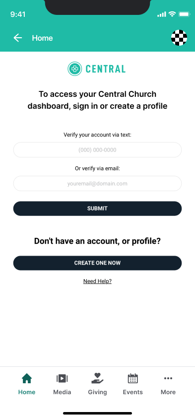 Church-configured log-in page
