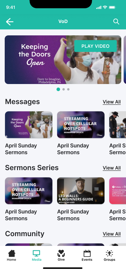 Church App Resi VoD watching alternate state